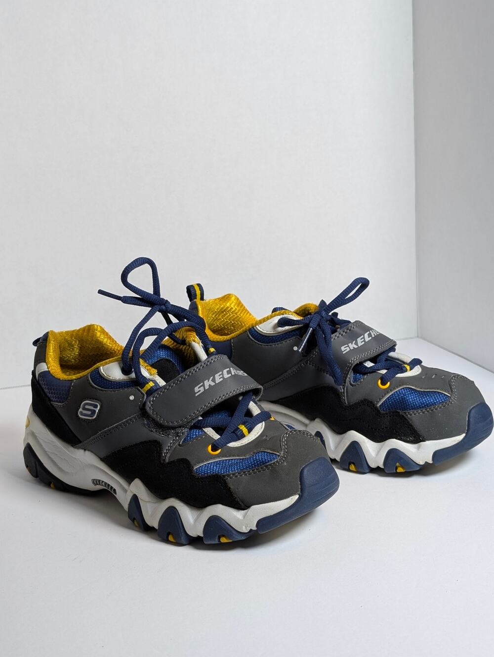 Skechers D'Lites 2 Women's 6.5 Blue Grey Chunky Platform Sneakers Shoes 99999088